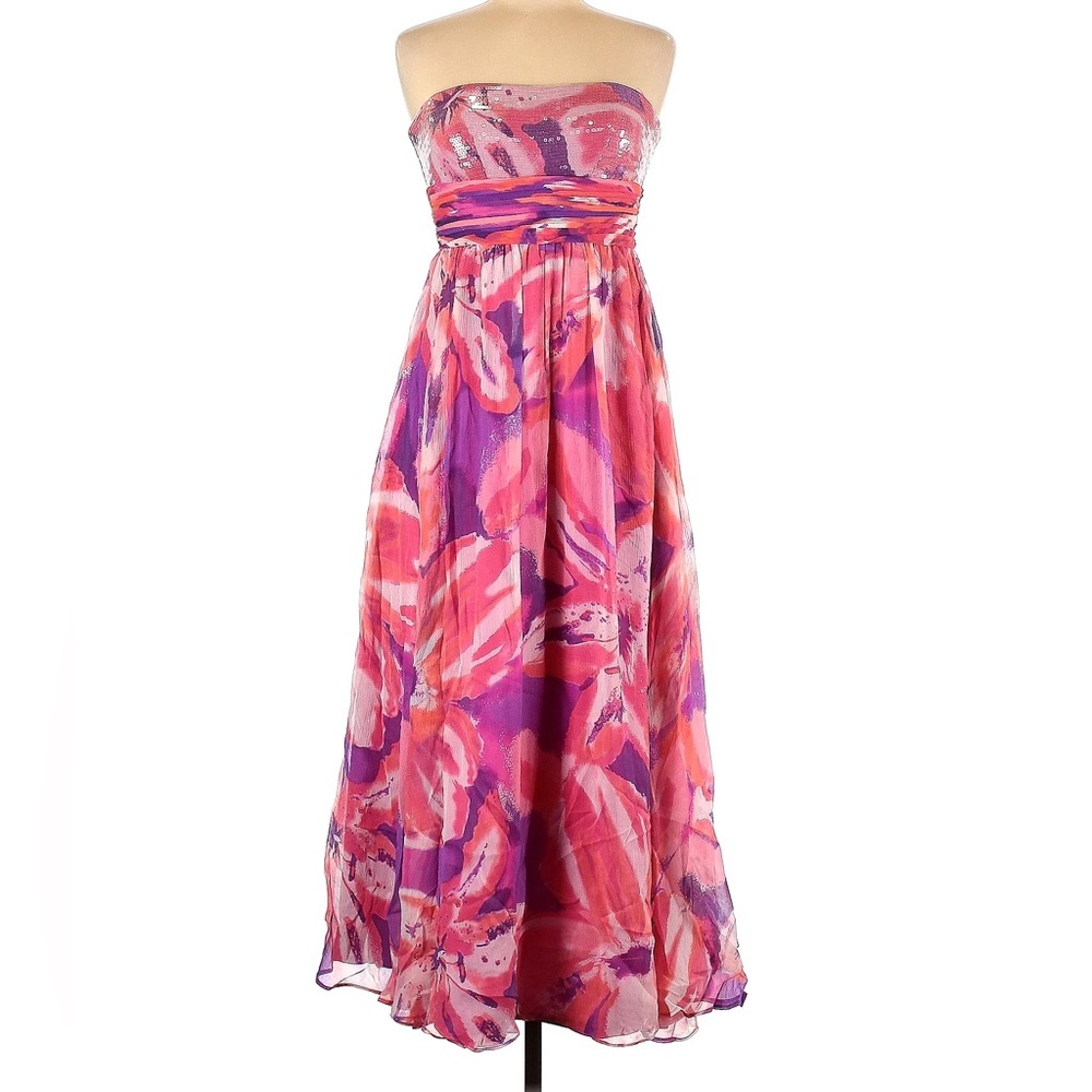 NWOT Aidan Mattox Strapless Pink Floral Formal Gown Size 6
